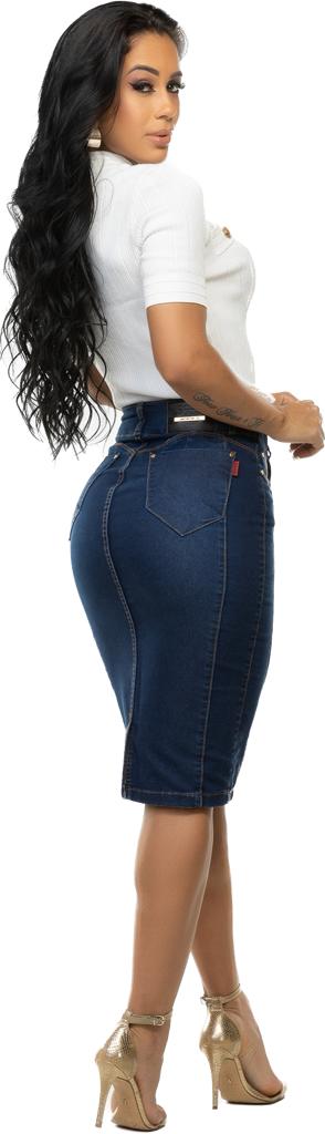 Saia Mid Jeans Envangélica Lycra Strech Original