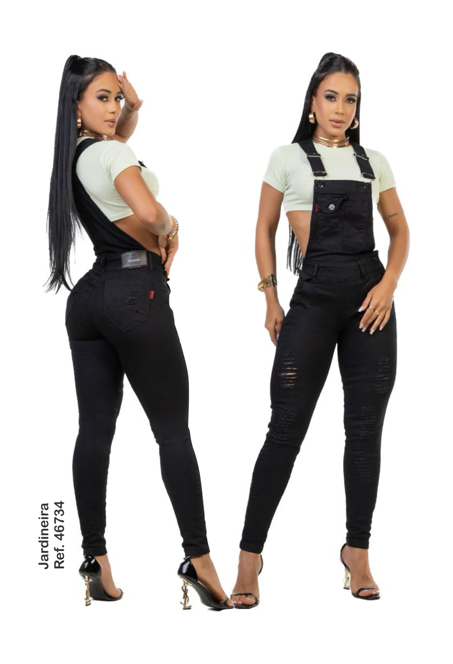 Jardineira Jeans Lycra com Bojo Bumbum Original