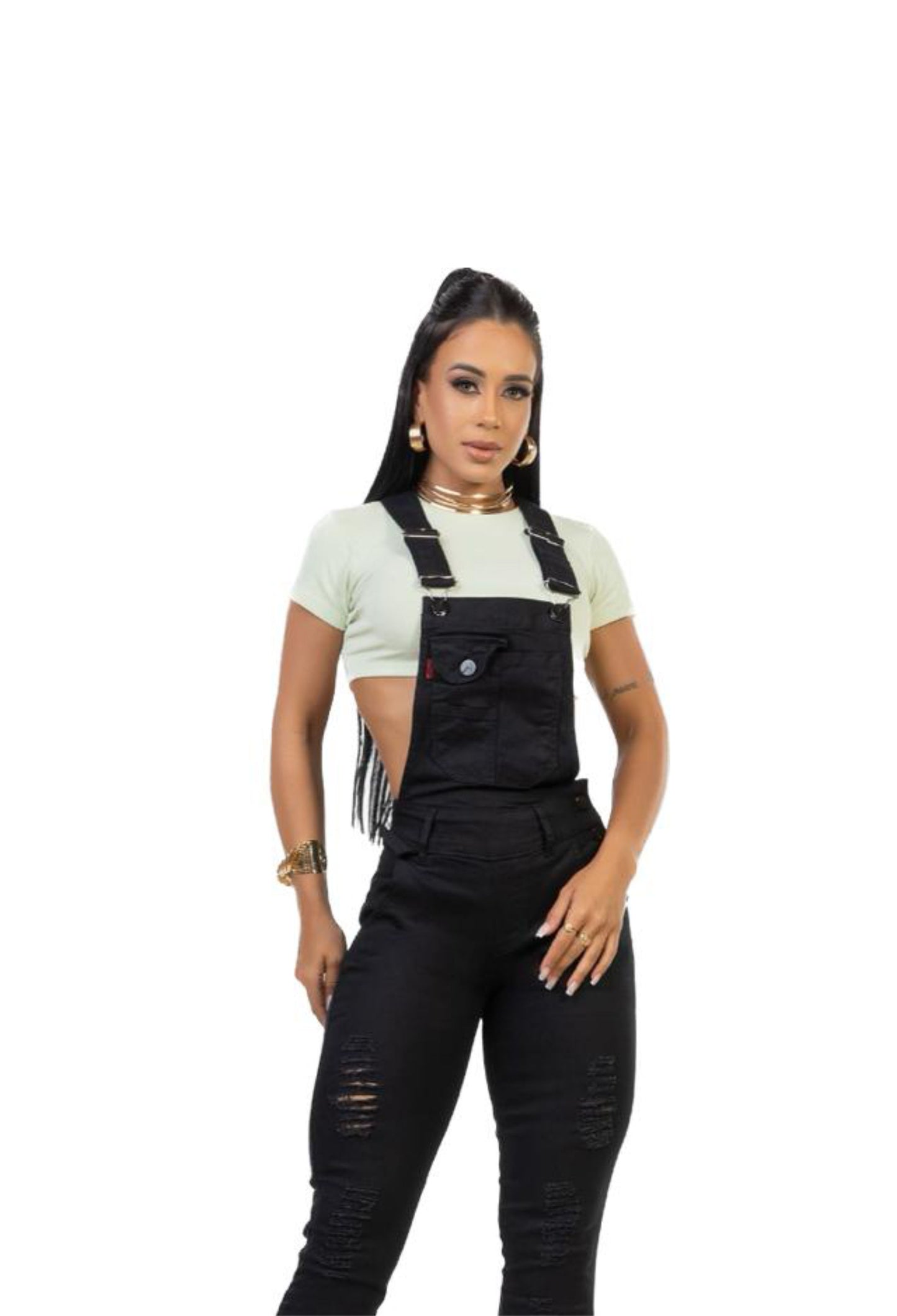 Jardineira Jeans Lycra com Bojo Bumbum Original