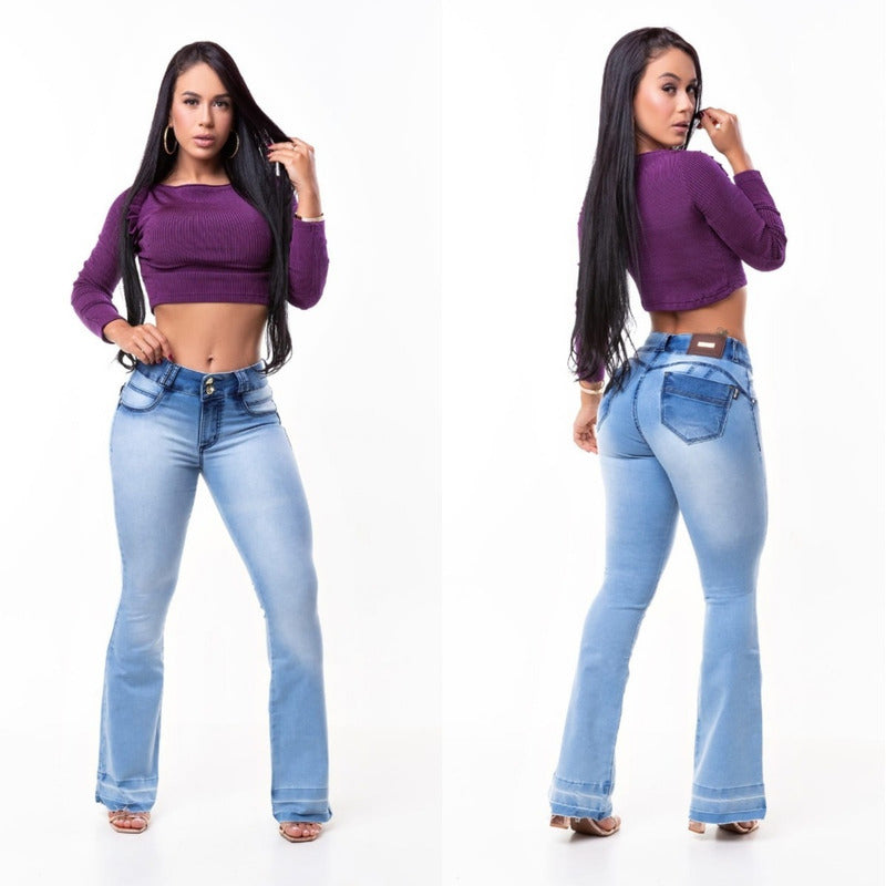 Calça Feminina Flare Jeans C/lycra Bojo Removível