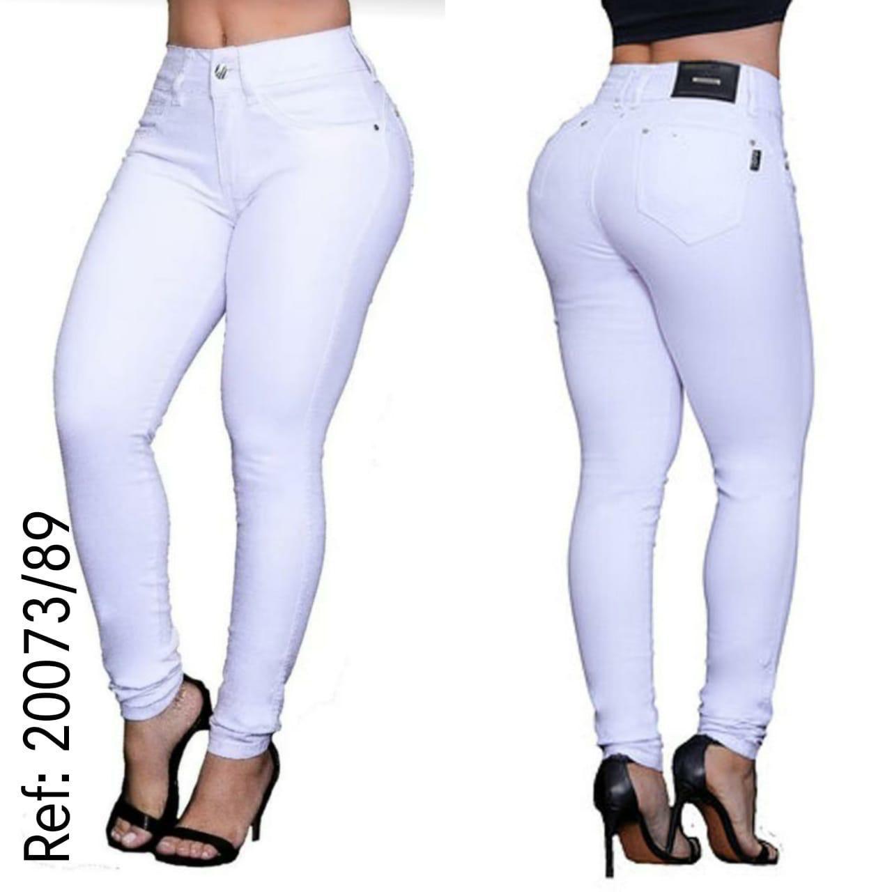 Calça Skinny  Lycra Branca Com Bojo Removível Set For Original