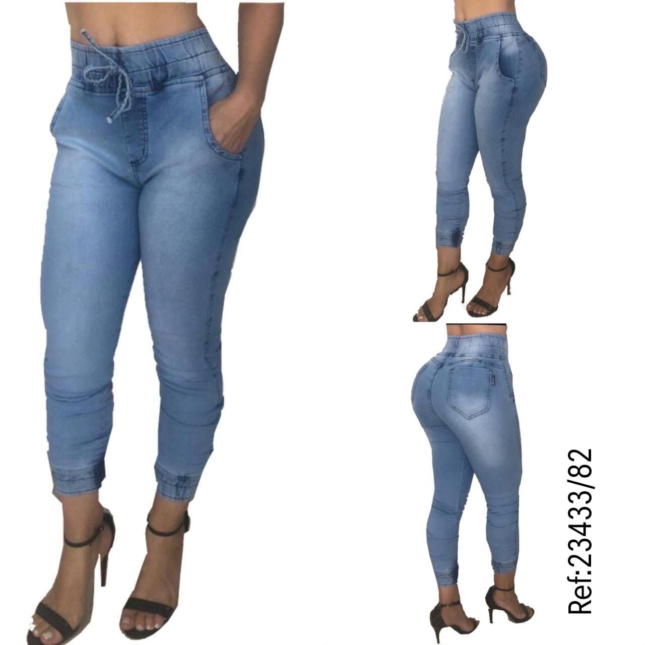 Calça Jogger Jeans com Lycra e Bojo Modela Bumbum Estilo Bull