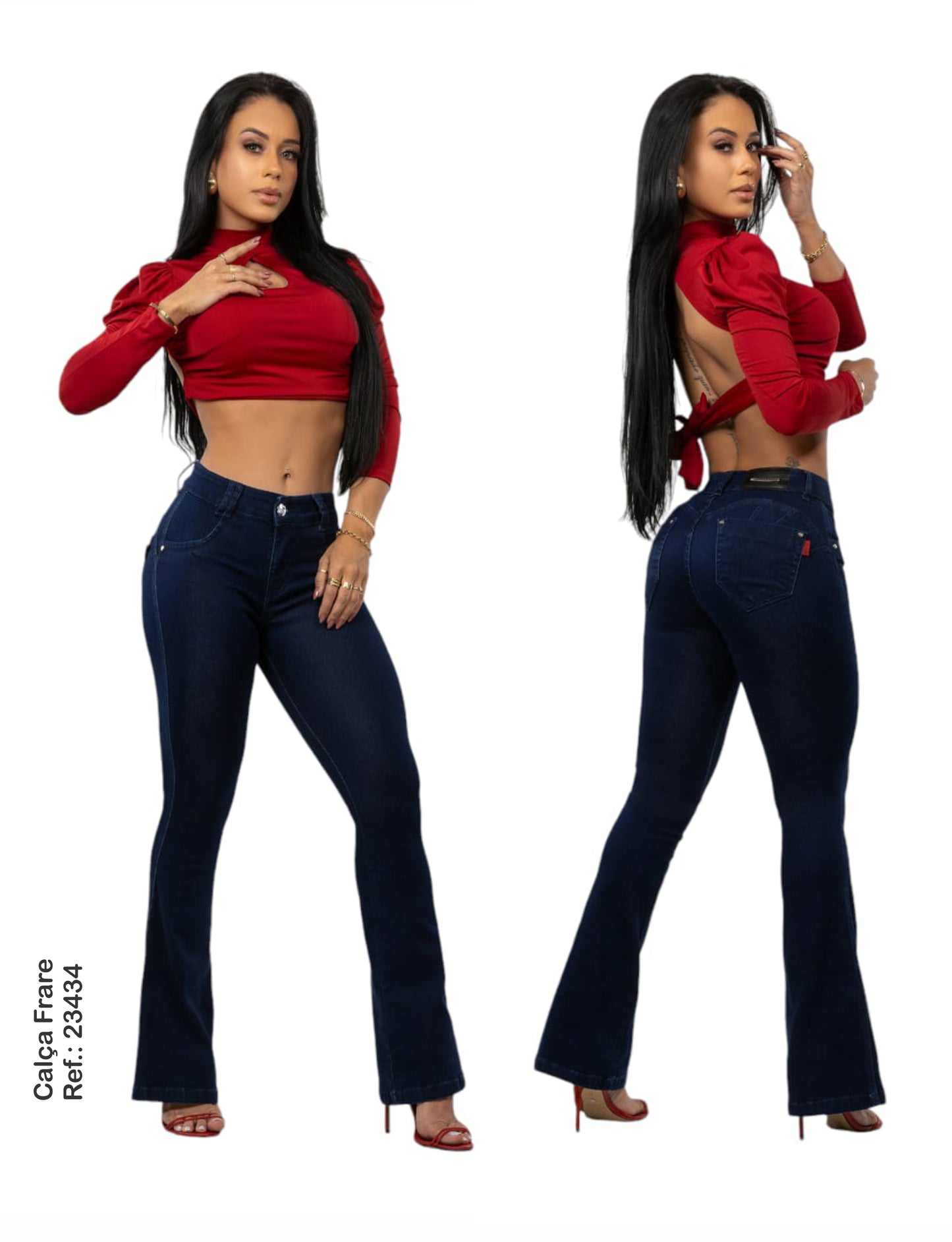 Calça Flare Jeans lycra Bojo Modela Bumbum Removível Original