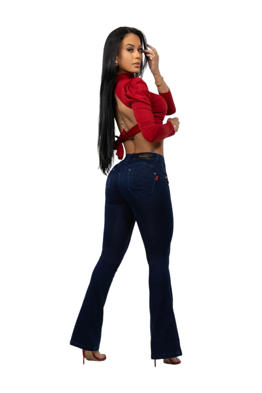 Calça Flare Jeans lycra Bojo Modela Bumbum Removível Original