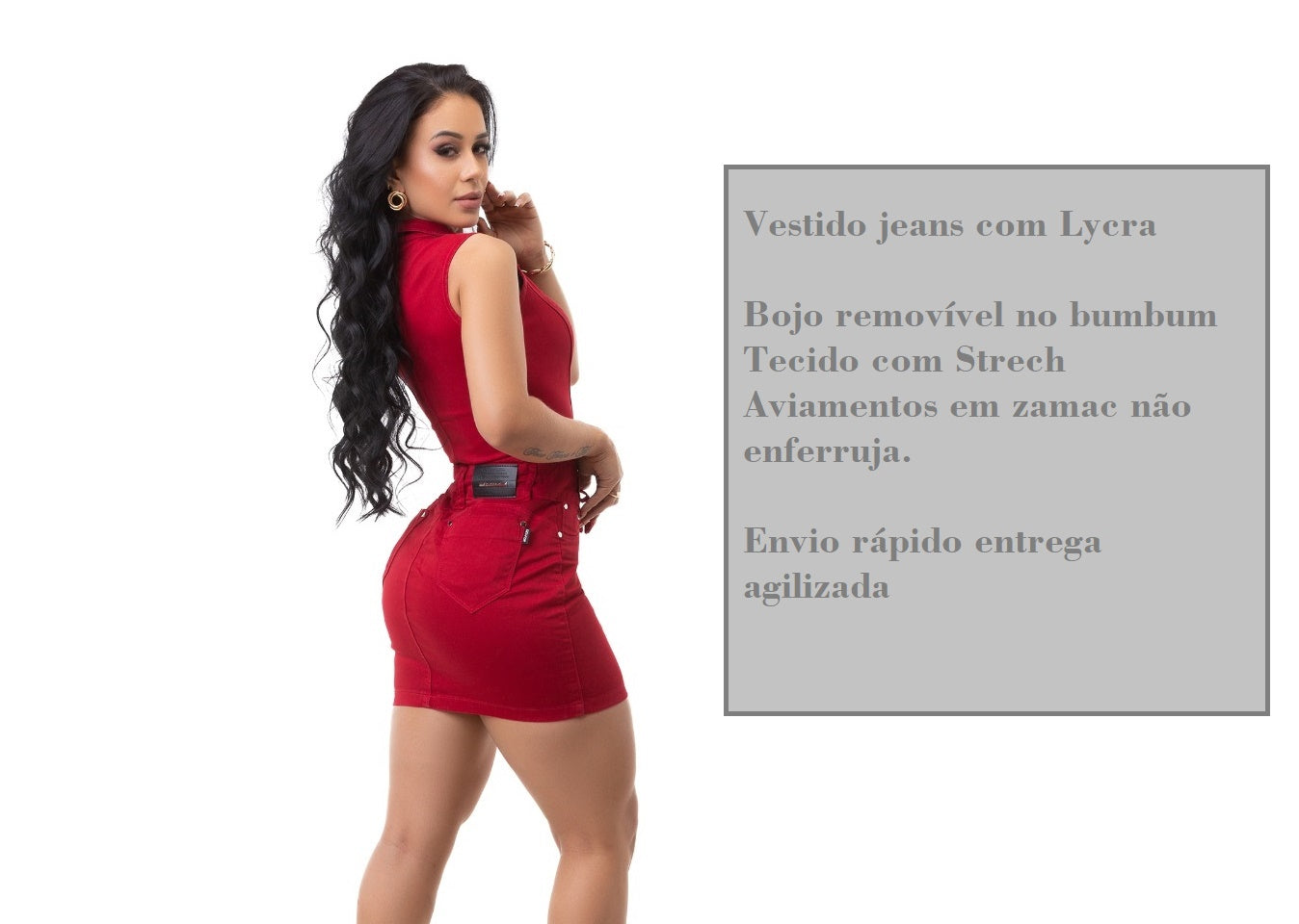 Vestido Jeans Lycra Bojo Modela Bum Bum Original