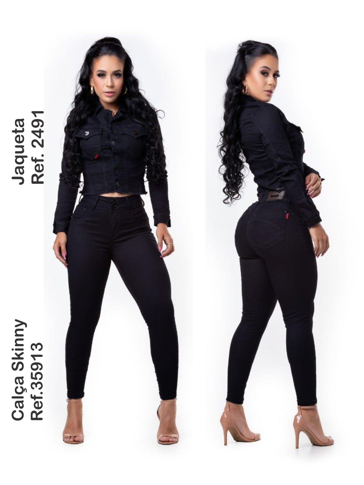 kit Jaqueta e Calça Jeans Lycra Com Bojo Modela Bubum Set For