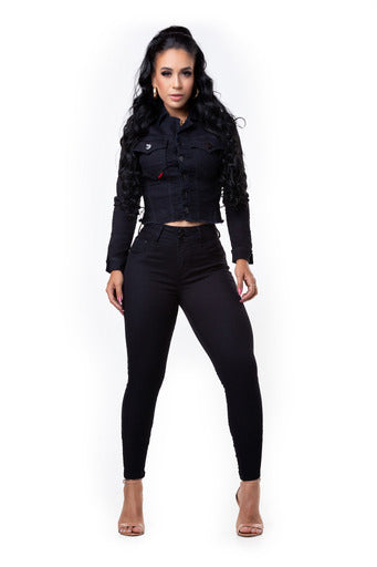 kit Jaqueta e Calça Jeans Lycra Com Bojo Modela Bubum Set For
