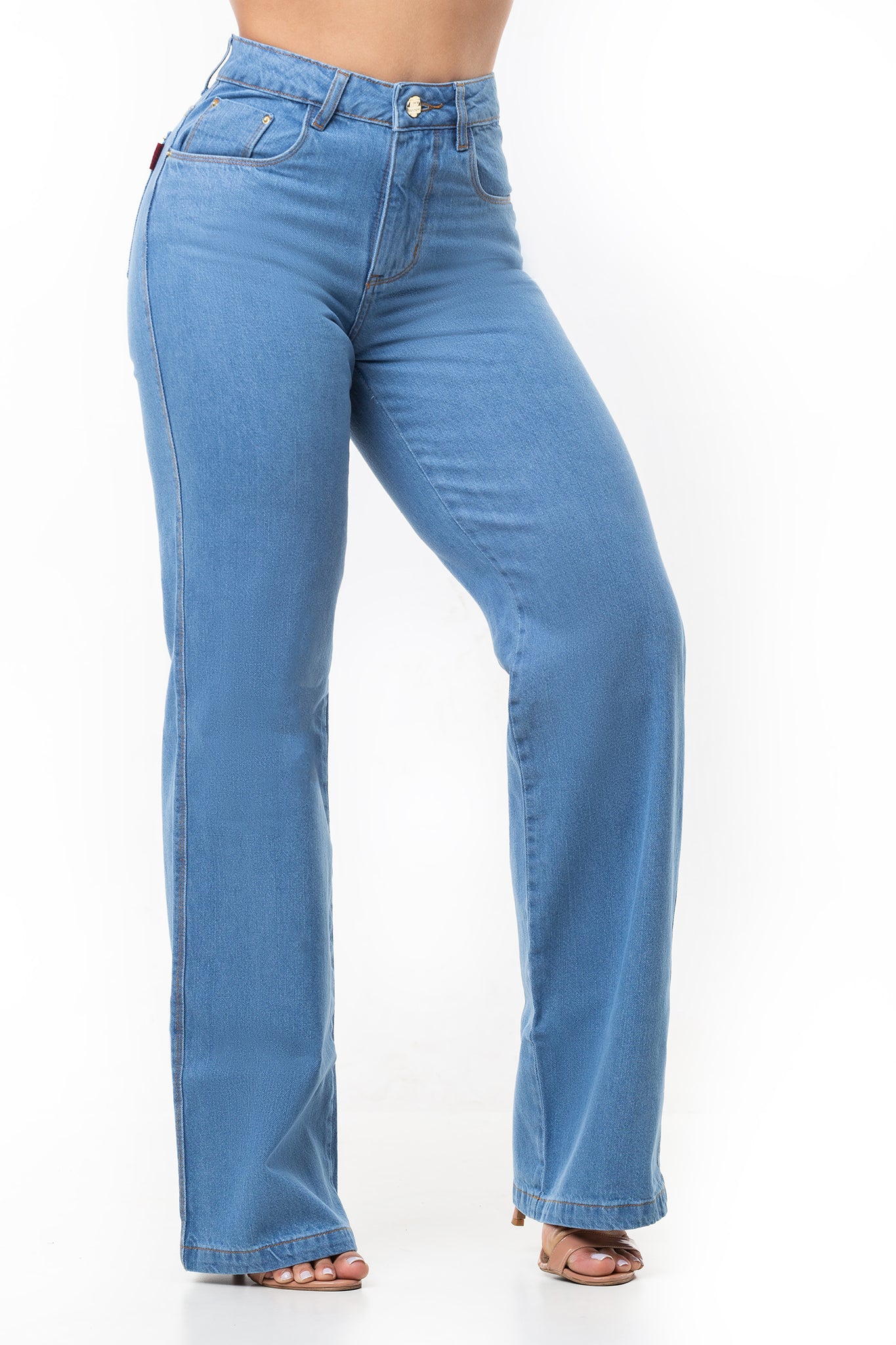 Calça Wide Leg  Barra larga Jeans lycra Original
