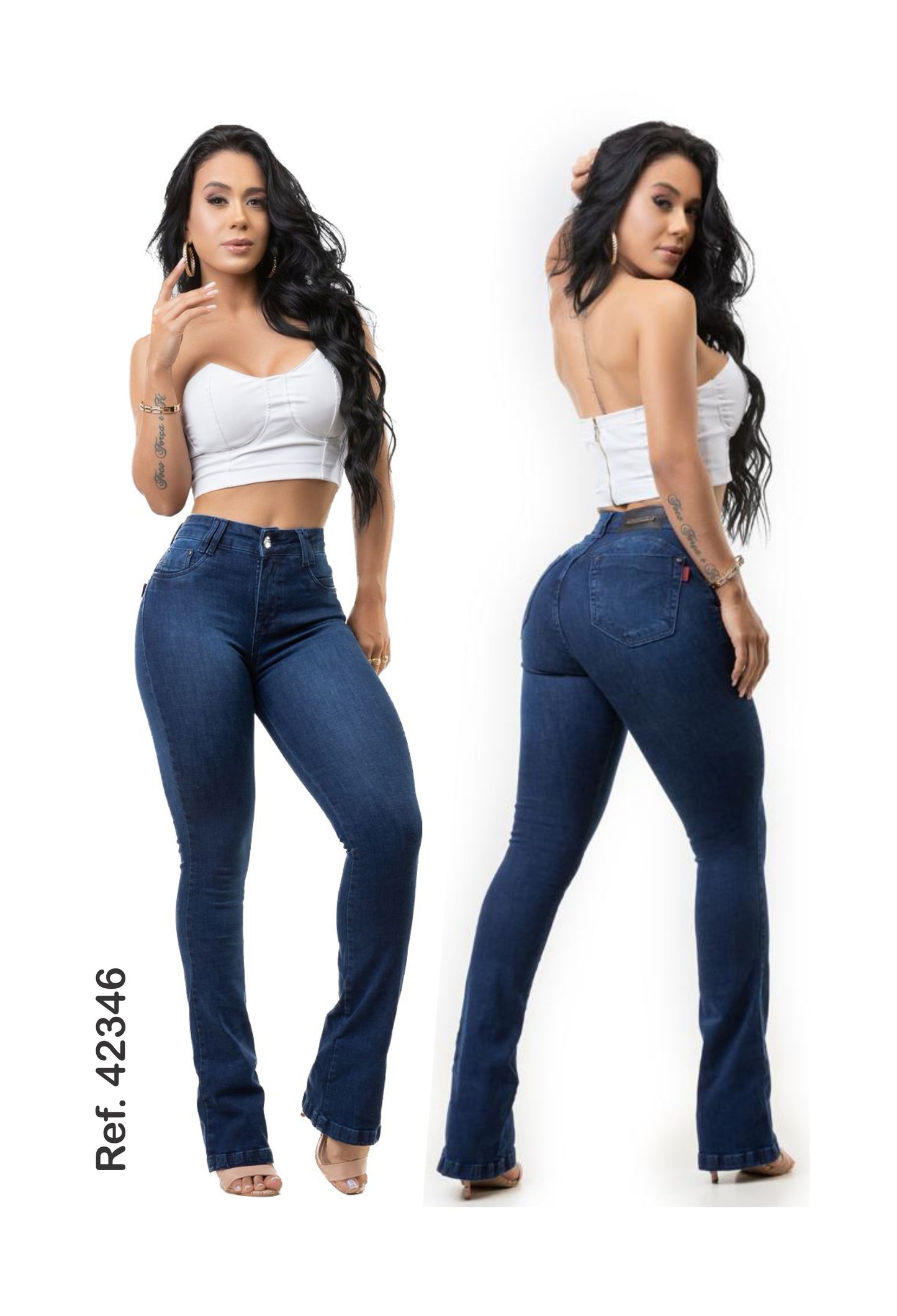 Calça Feminina Flare Jeans Lycra Bojo Modela Bumbum Original
