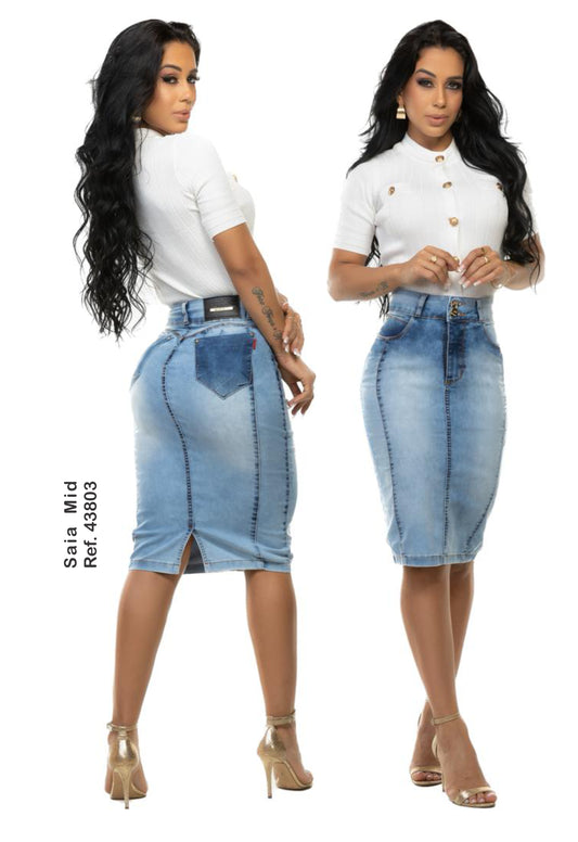 Saia Mid Jeans Envangélica Lycra Strech  Original