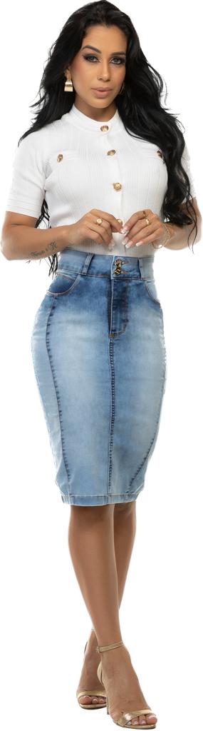 Saia Mid Jeans Envangélica Lycra Strech  Original