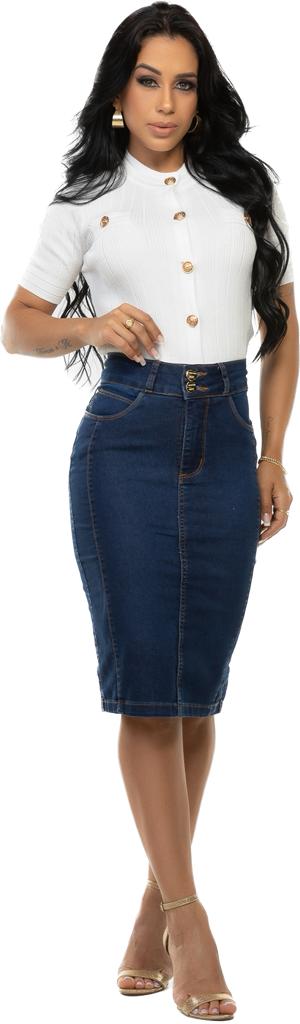 Saia Mid Jeans Envangélica Lycra Strech  Original