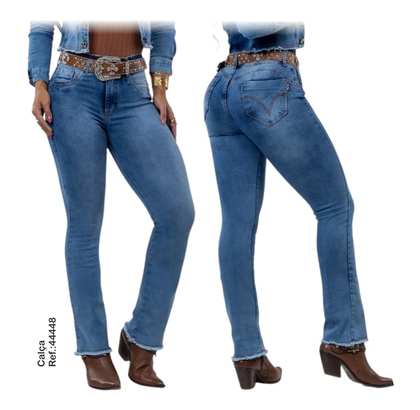 Calça Jeans Reta Com bojo Modela Bumbum Set For