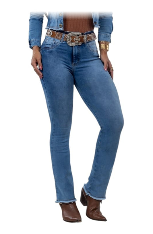 Calça Jeans Reta Com bojo Modela Bumbum Set For