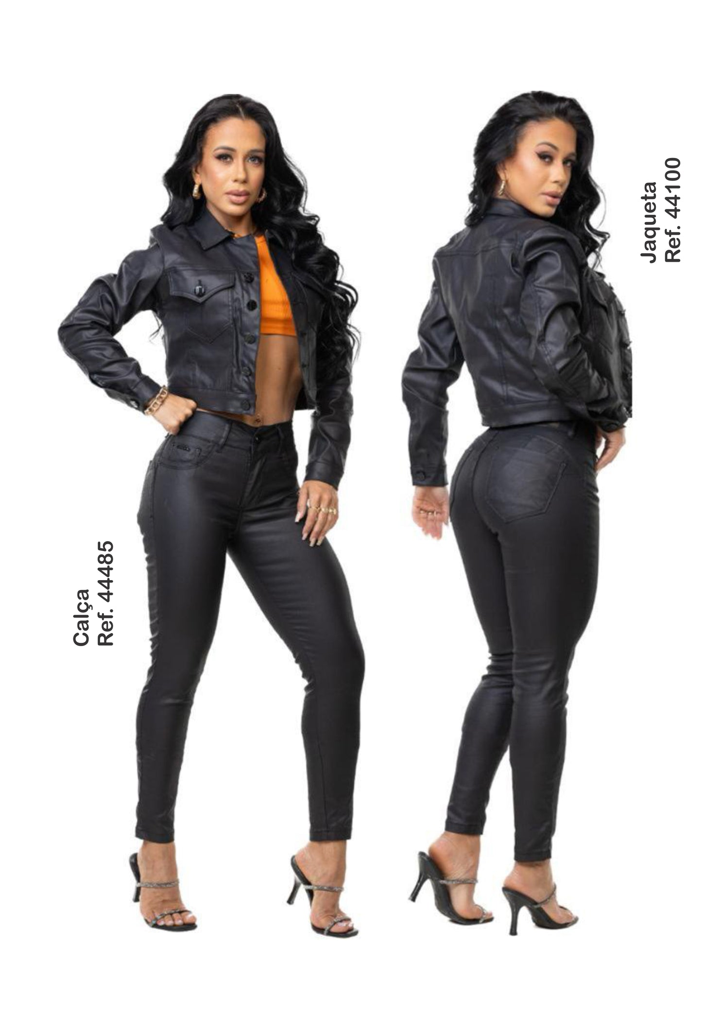 kit Jaqueta  e Calça Resinada Lycra Com Bojo Modela Bubum Set For