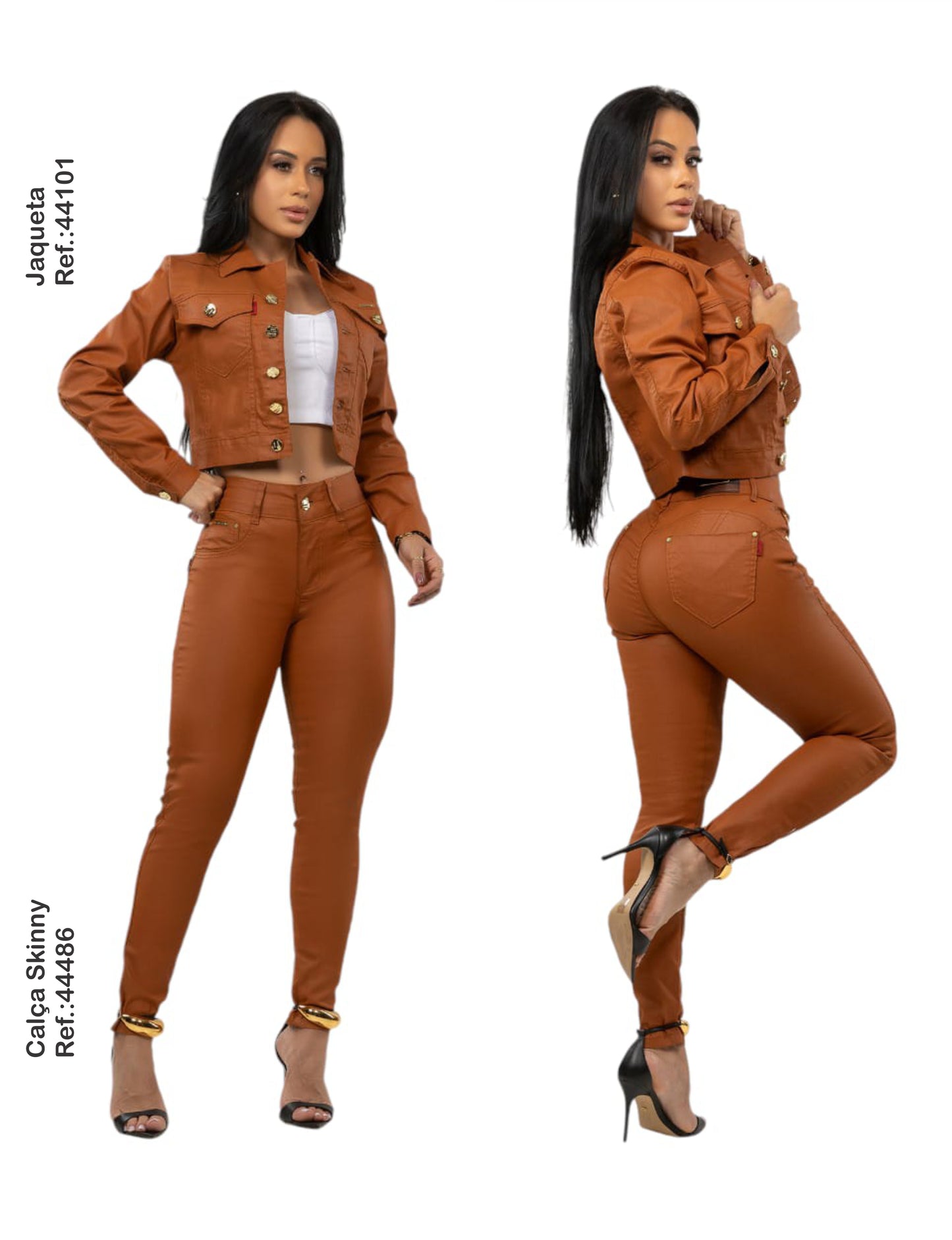 kit Jaqueta  e Calça Resinada Lycra Com Bojo Modela Bubum Set For