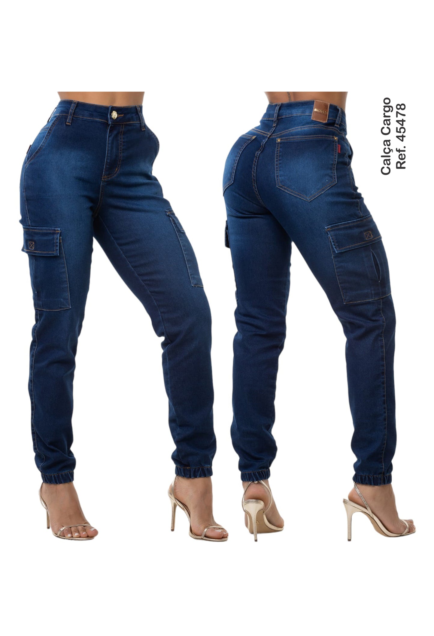 Calça Cargo Jeans com Lyra e Bojo Modela Bumbum Original