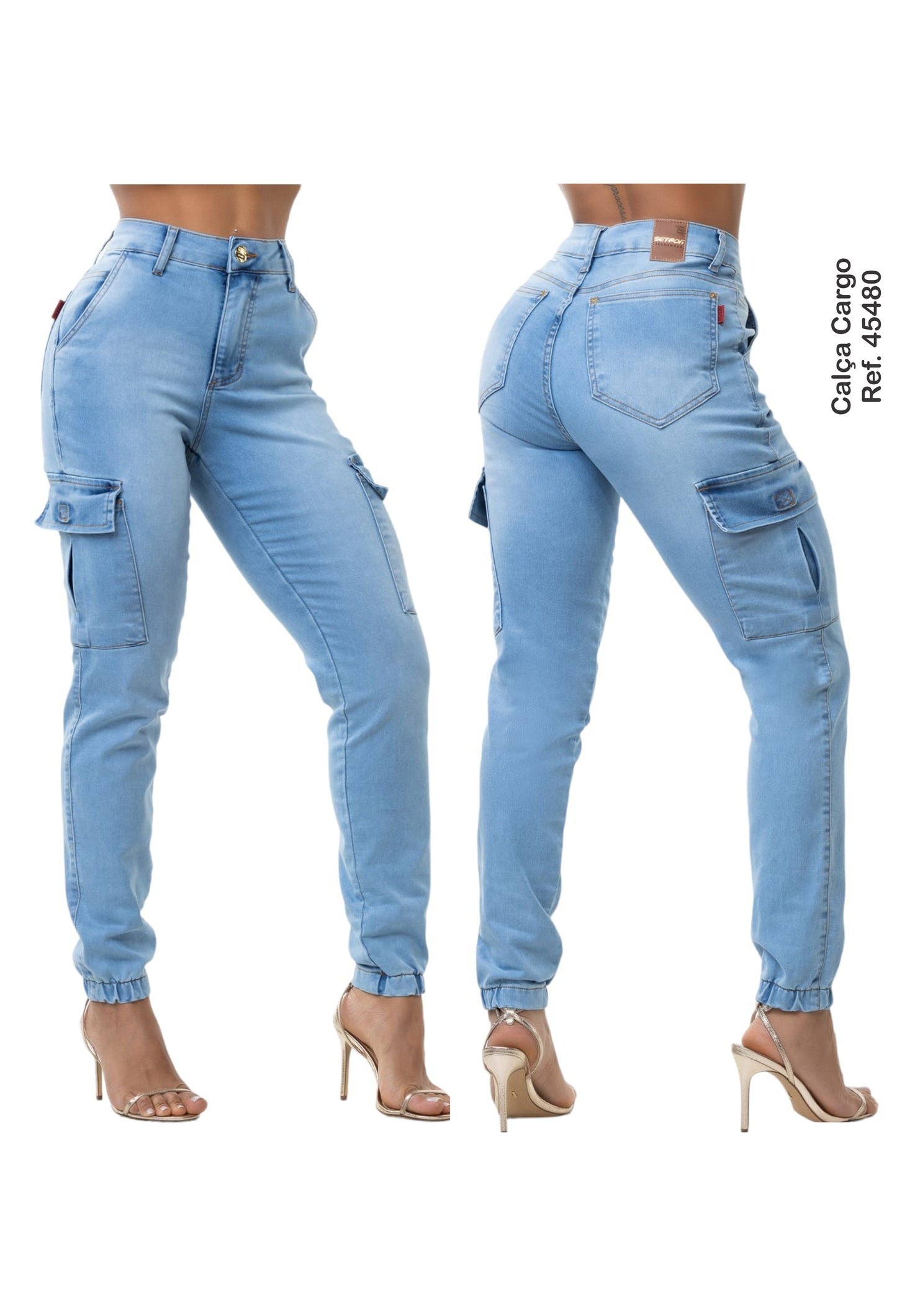 Calça Cargo Jeans com Lyra e Bojo Modela Bumbum Original