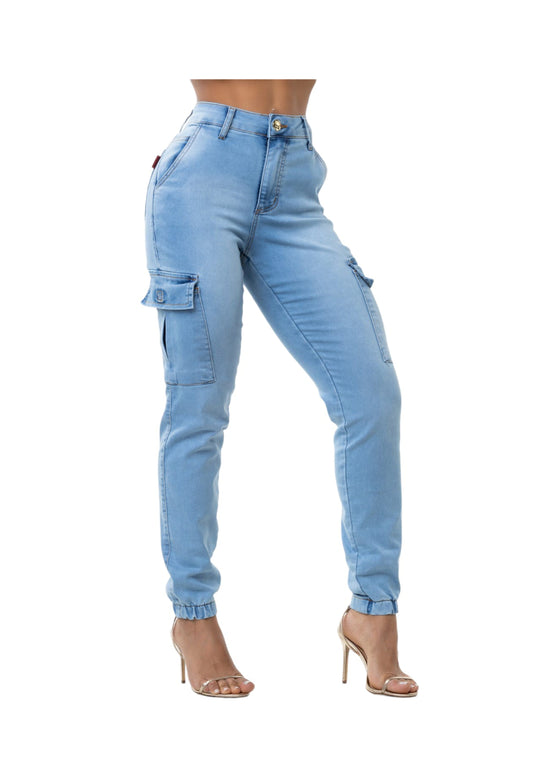 Calça Cargo Jeans com Lyra e Bojo Modela Bumbum Original
