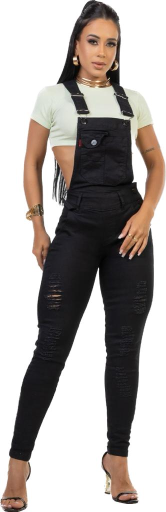 Jardineira Jeans Lycra com Bojo Bumbum Original