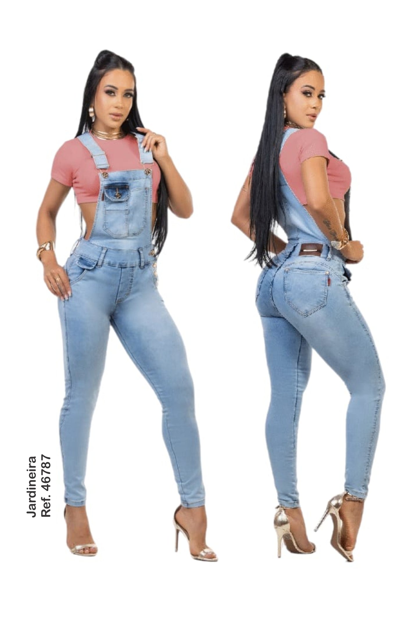 Jardineira Jeans Lycra com Bojo Bumbum Original