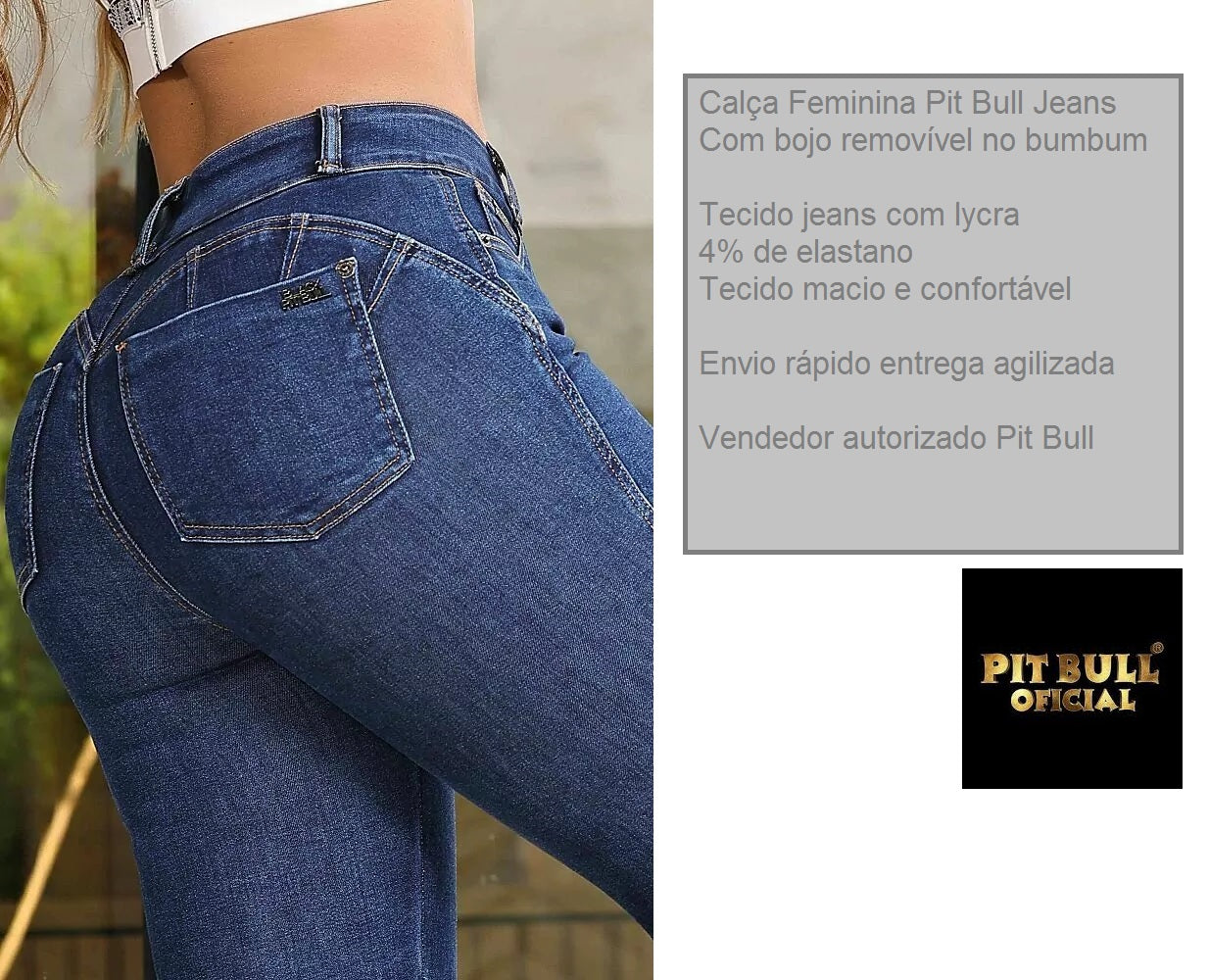 Calça Pit Bull Feminina Modeladora Jeans Com lycra