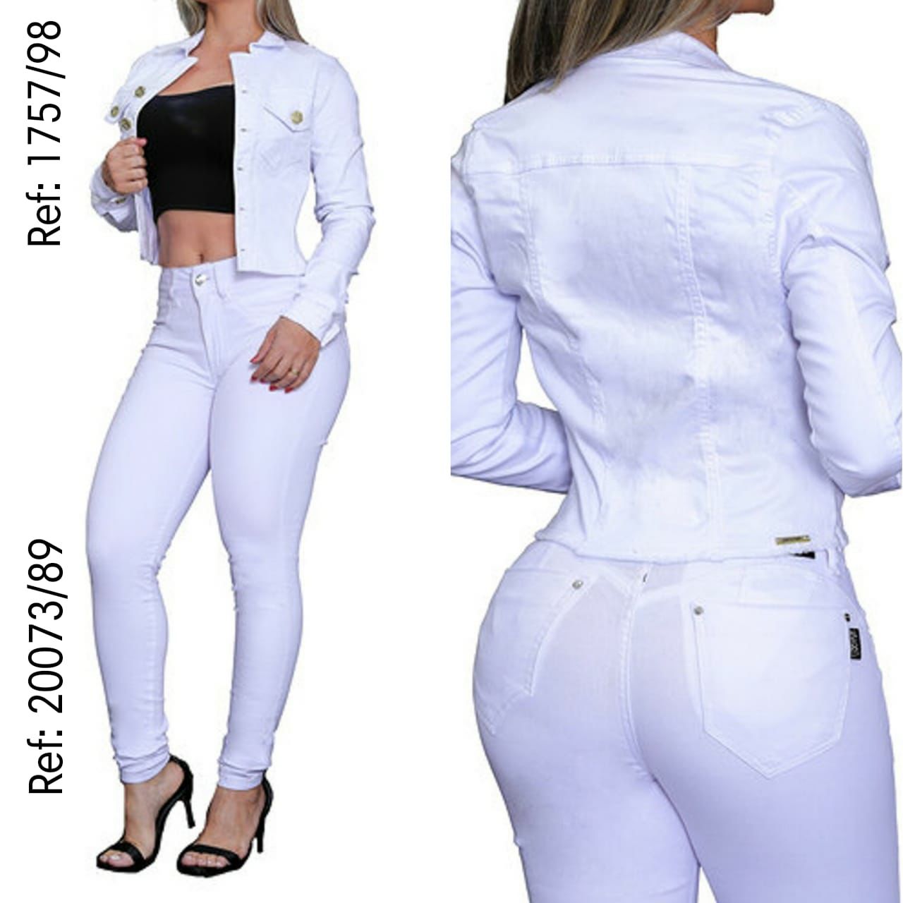 kit Jaqueta e Calça Jeans Lycra Com Bojo Modela Bubum Set For