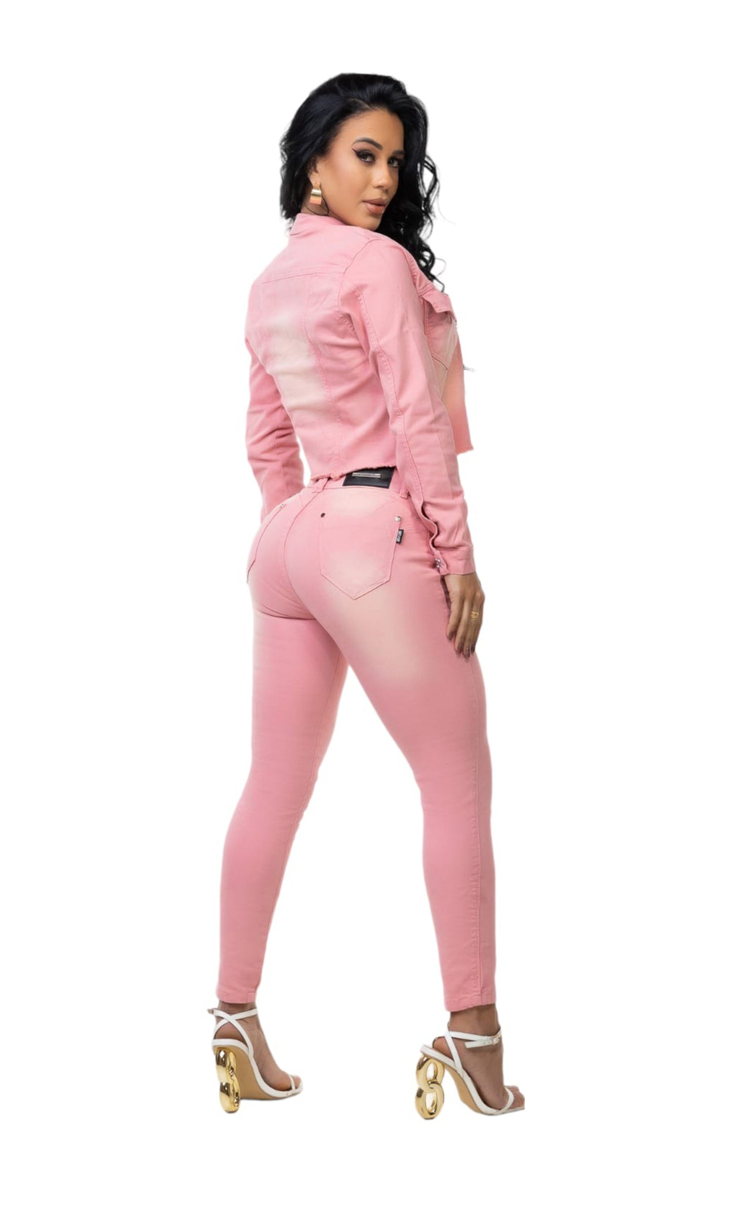 kit Jaqueta e Calça Jeans Lycra Com Bojo Modela Bubum Set For