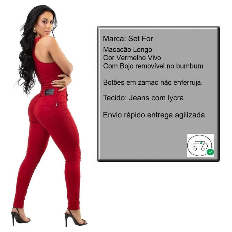 Macacão Jeans Lycra Bojo Bumbum Original Nova Coleção