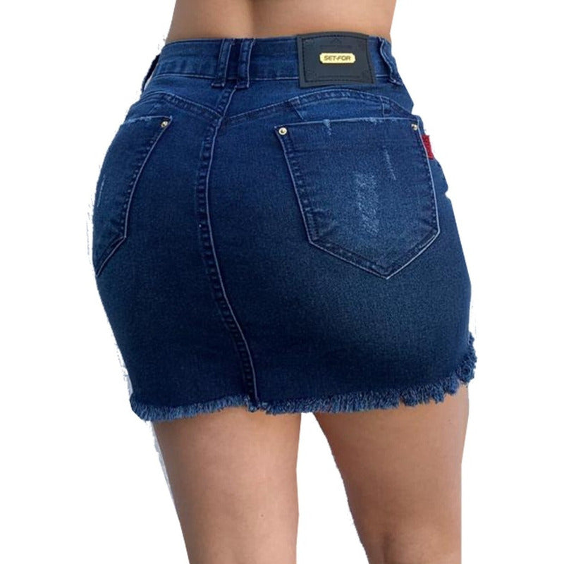 Mini Saia Jeans lycra Com Bojo Modela Bumbum Estilo  Bull Set For Original