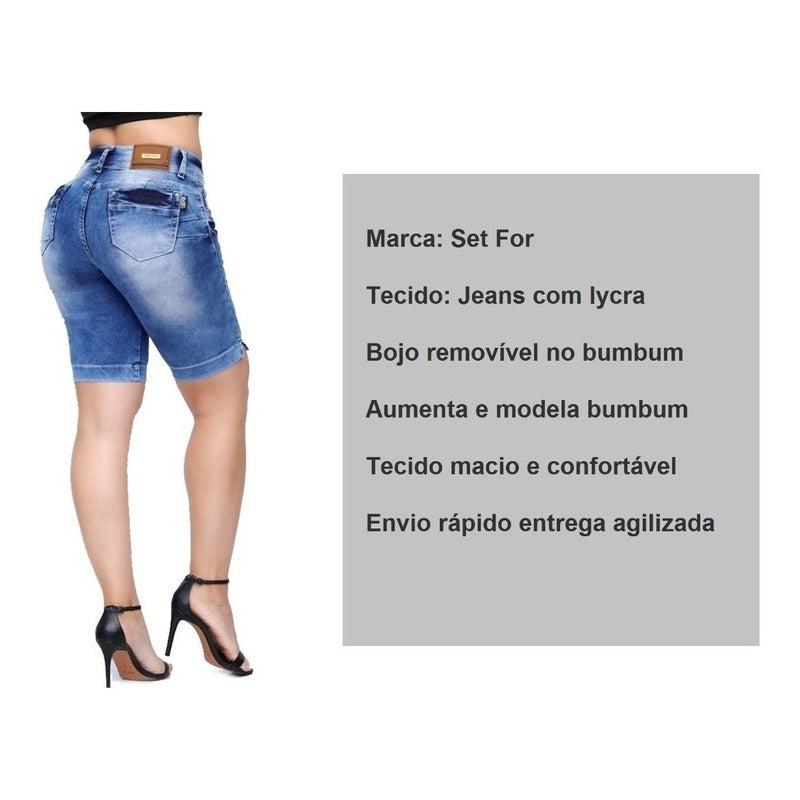 Bermuda Jump Jeans Lycra Bojo Bumbum Estilo Bull