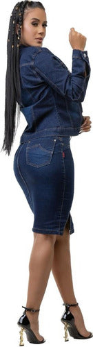 kit Jaqueta e Saia Secretária Evangélica Jeans com lycra