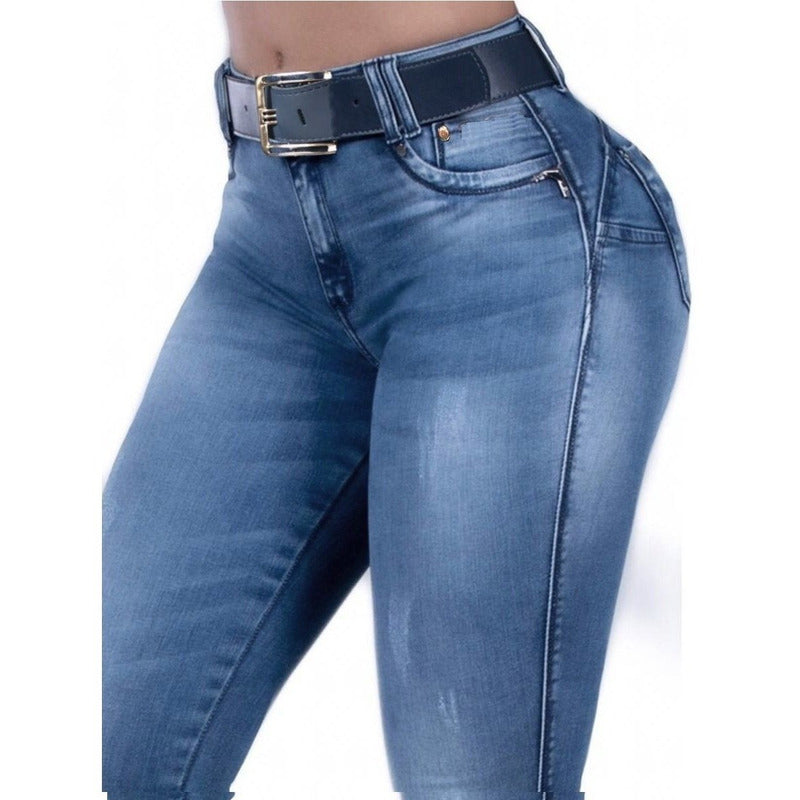 Calça Feminina Cigarrete Jeans C/lycra + Cinto