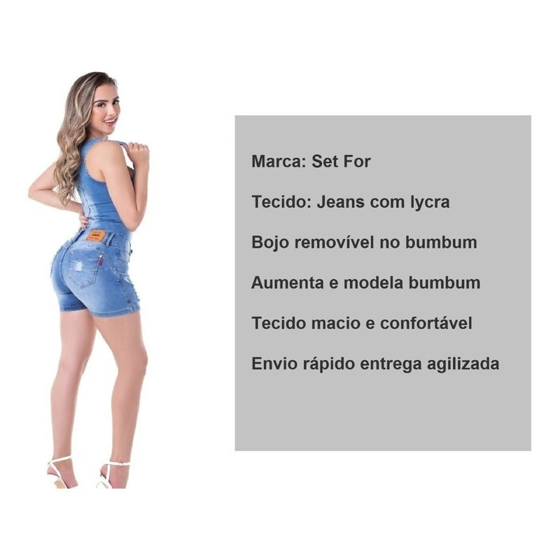 Macaquinho Short Saia Lycra Bojo Aumenta Bumbum Original