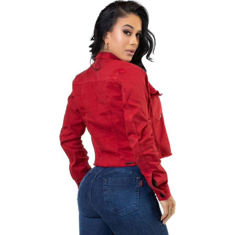 Jaqueta Feminina Vermelha Brim C/lycra Original
