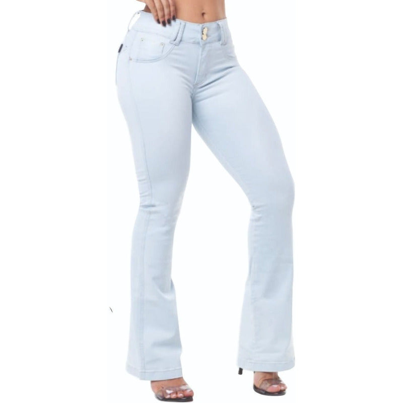 Calça Flare Jeans Lycra Strech Bojo Modela Bumbum
