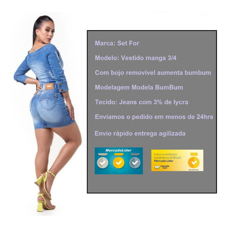 Vestido Festa Lycra Strech Bojo Aumenta Modela Bumbum