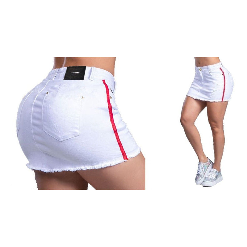 Saia Curta Branca Reveillon C/bojo Estilo Bull Brim
