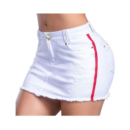 Saia Curta Branca Reveillon C/bojo Estilo Bull Brim