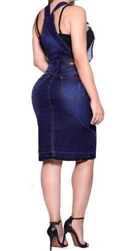 Jardineira Jeans Lycra Saia Evangélica Gospel