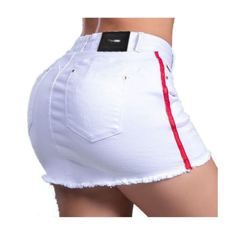 Saia Curta Branca Reveillon C/bojo Estilo Bull Brim