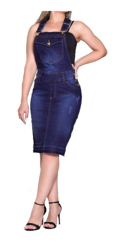 Jardineira Jeans Lycra Saia Evangélica Gospel
