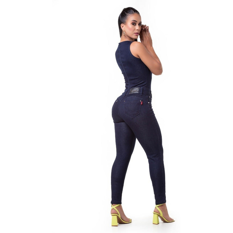Macacão Feminino Jeans C/lycra Longo Original