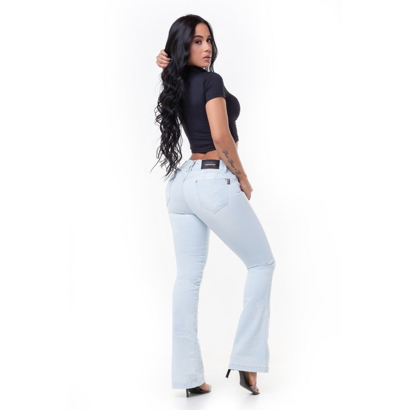 Calça Flare Jeans Lycra Strech Bojo Modela Bumbum