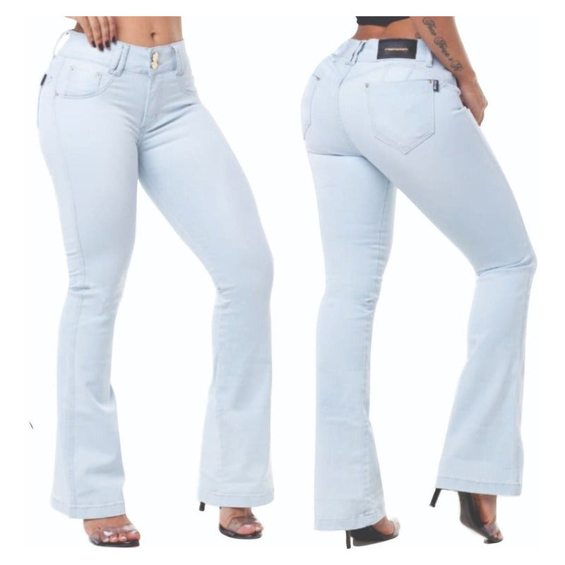 Calça Flare Jeans Lycra Strech Bojo Modela Bumbum